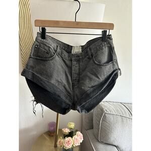 One Teaspoon Bandits Black Shorts Button Fly Cuffed Hem Relaxed 29 Distressed